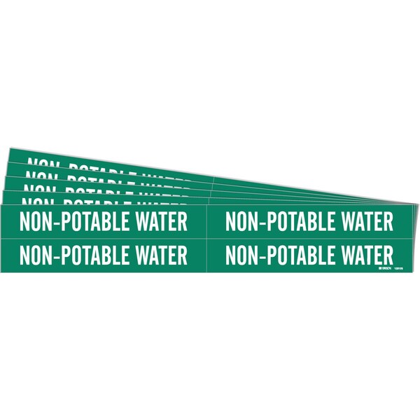 NON-POTABLE WATER Pipe Marker Style 4 Polyester White on Green 4 per Card, 5 PK